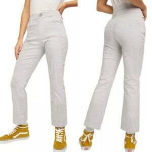 NWOT Free People Florence Crop Navy & White Railroad Stripe Flare Pants S